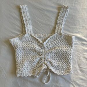 Hollister white crochet tank top